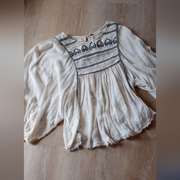 SOLD Free People Top Cyprus Avenue Embroidered Peasant Lace - Picture 5 of 14